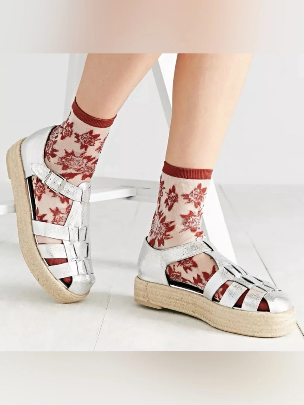 Circus Sam Edelman Grant Espadrille Platform in Metallic Silver.